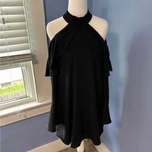 Vava by Joy Han Black Asymmetrical Cut Out Blouse